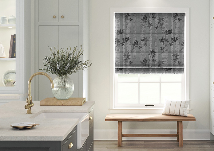 Birch Tree Velvet, Monochrome - Motorised Roman Blind - Image 3